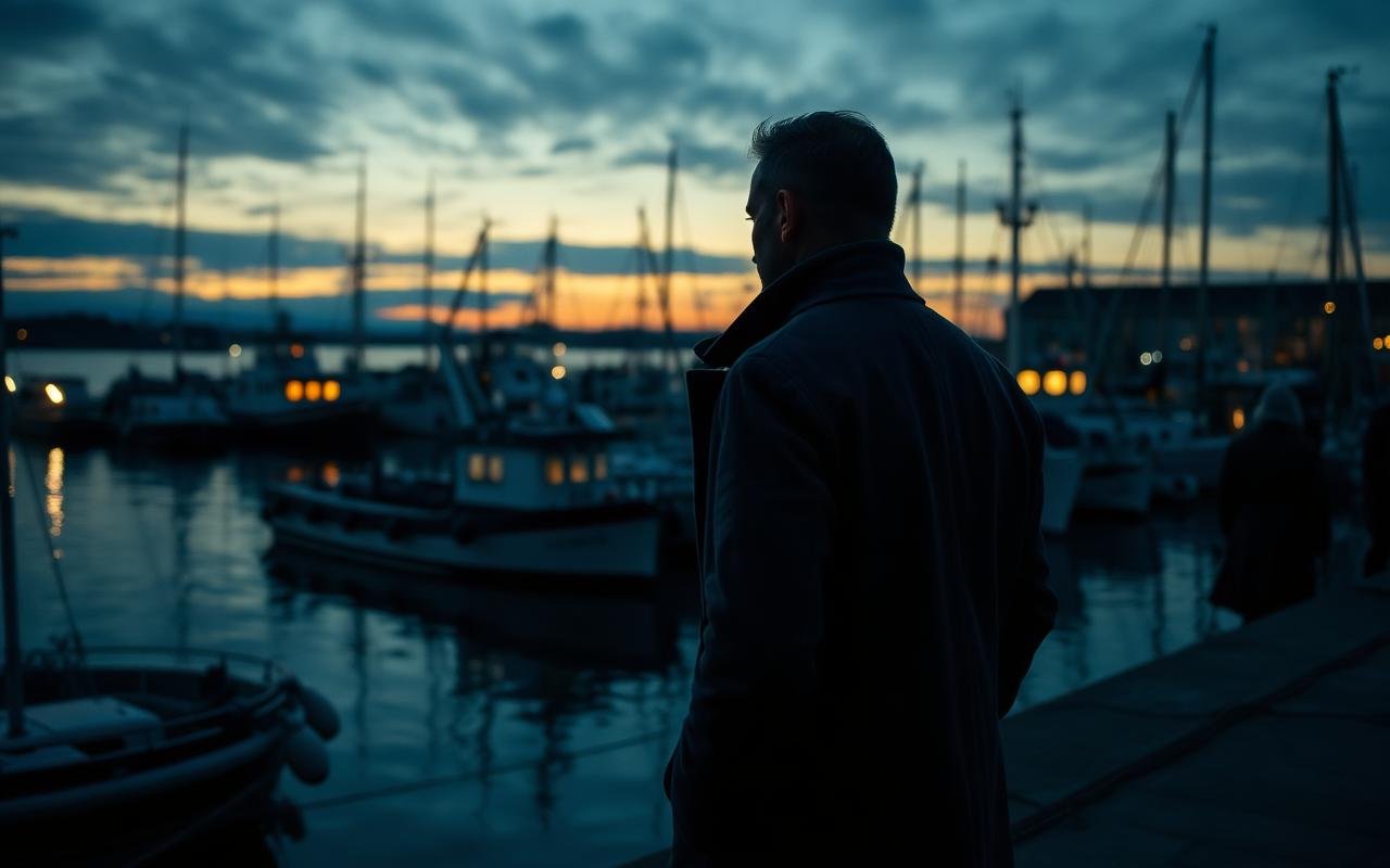 Axel Milberg am Hafen